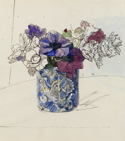 Study of Anemones in a decorated vase