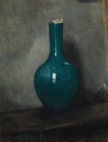 Blue Vase on grey background- circa...