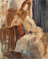 Seated Woman with harp behind