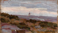 Landscape study with windmill on...