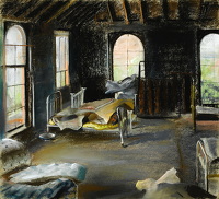 Bedroom of a derelict house, 1958