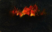 Zeppelin in flames as seen through...