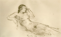Reclining nude in thought, 1984