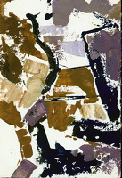 Abstract in blue, brown and mauve