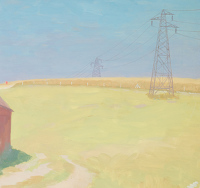 Pylons and corn fields, circa 1930
