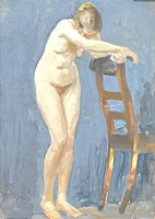 Nude, full length, standing with...