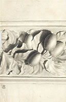 Drawing of fruit from plaster cast...