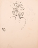 Recto: Study of a woman glancing...