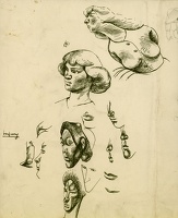 Sheet with studies of faces in profile