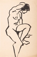 Nude seated with left leg raised; ...