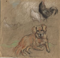 The Artists Dog with Fowl, circa 1900