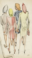 Women Walking, signed, 1940s
