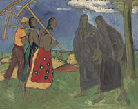 Peasants with rakes 