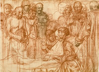 The death of St. Aidan. Sketch for...