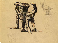 Men carrying a basket -Study for...