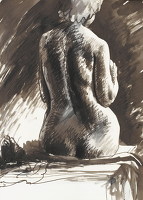 Seated Female nude, rear view, 1944