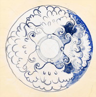 Design for a blue  and white plate...