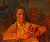 Joan Jenner/Rhoades reading, circa 1925