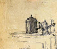 Still life of jugs, circa 1890