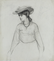 Portrait of woman in a hat, circa 1900
