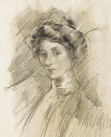 Portrait of a woman with high collar