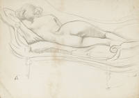 Sleeping nude on a sofa