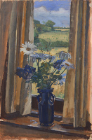 Study with Shasta Daisies in a Blue...