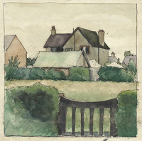Cottage viewed through garden gate