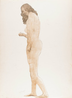 Standing female nude, profile view