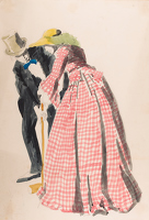 Man and woman playing croquet