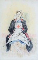 Red Cross nurse knitting socks, 1941