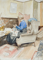 The artist's Mother sewing