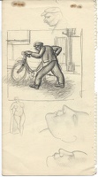 Man pushing a bicycle, 1920's