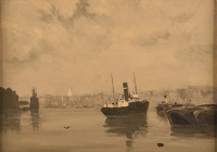 Morning: view along the Thames