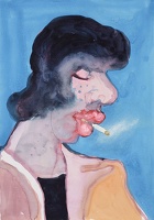 Profile portrait of man smoking