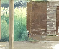 Landscape study with wooden post