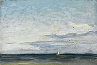 Seascape with White sailing Boat